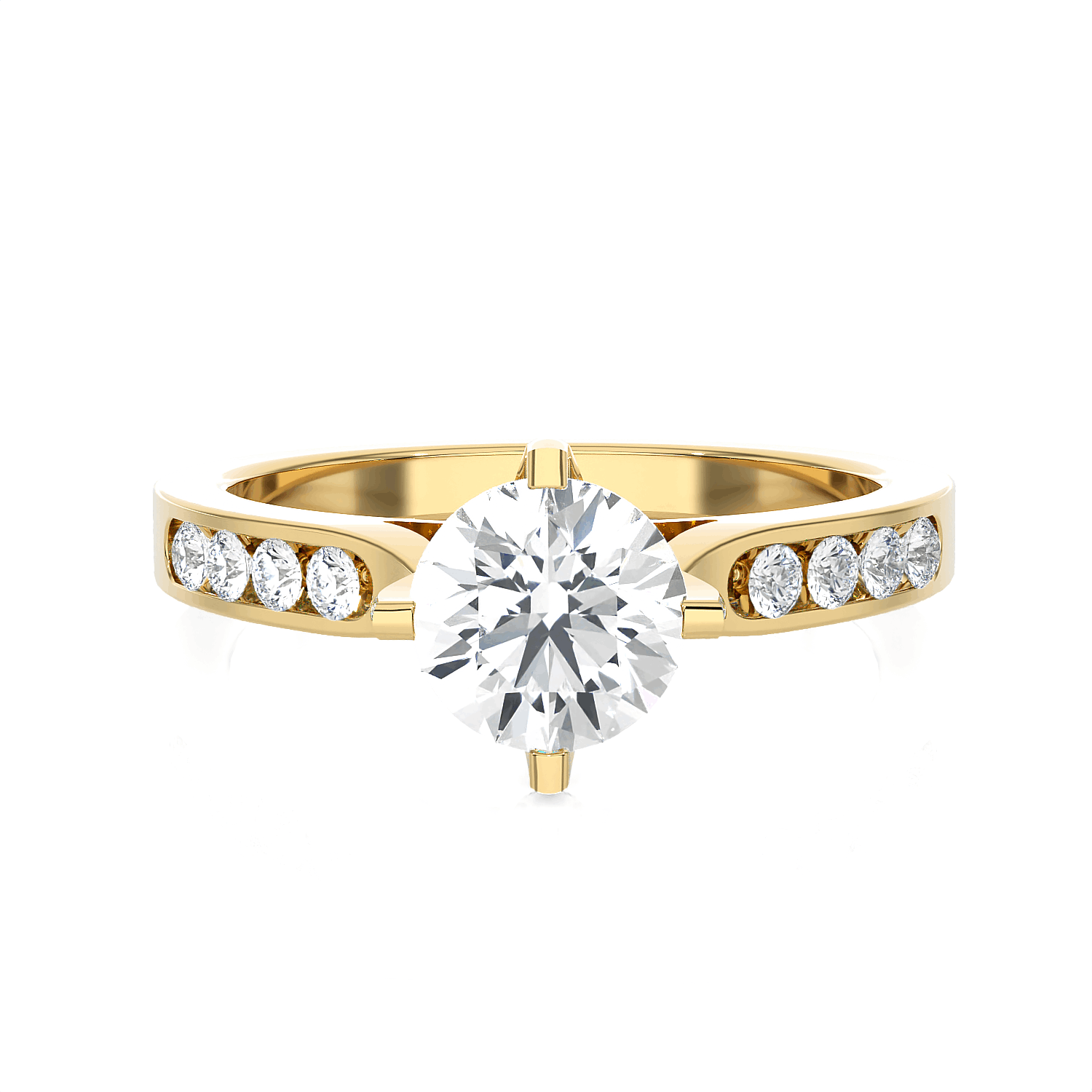 Round Lab Grown Diamond Side Stone Engagement Ring