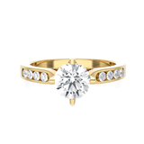 Round Lab Grown Diamond Side Stone Engagement Ring