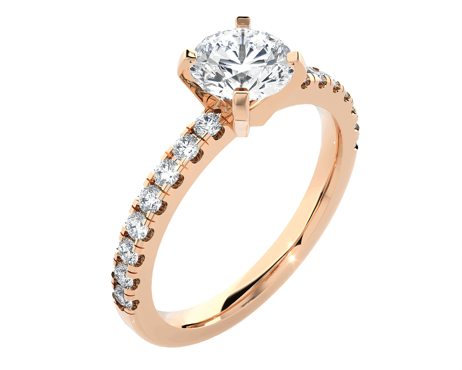Round Lab Grown Diamond Side Stone Engagement Ring