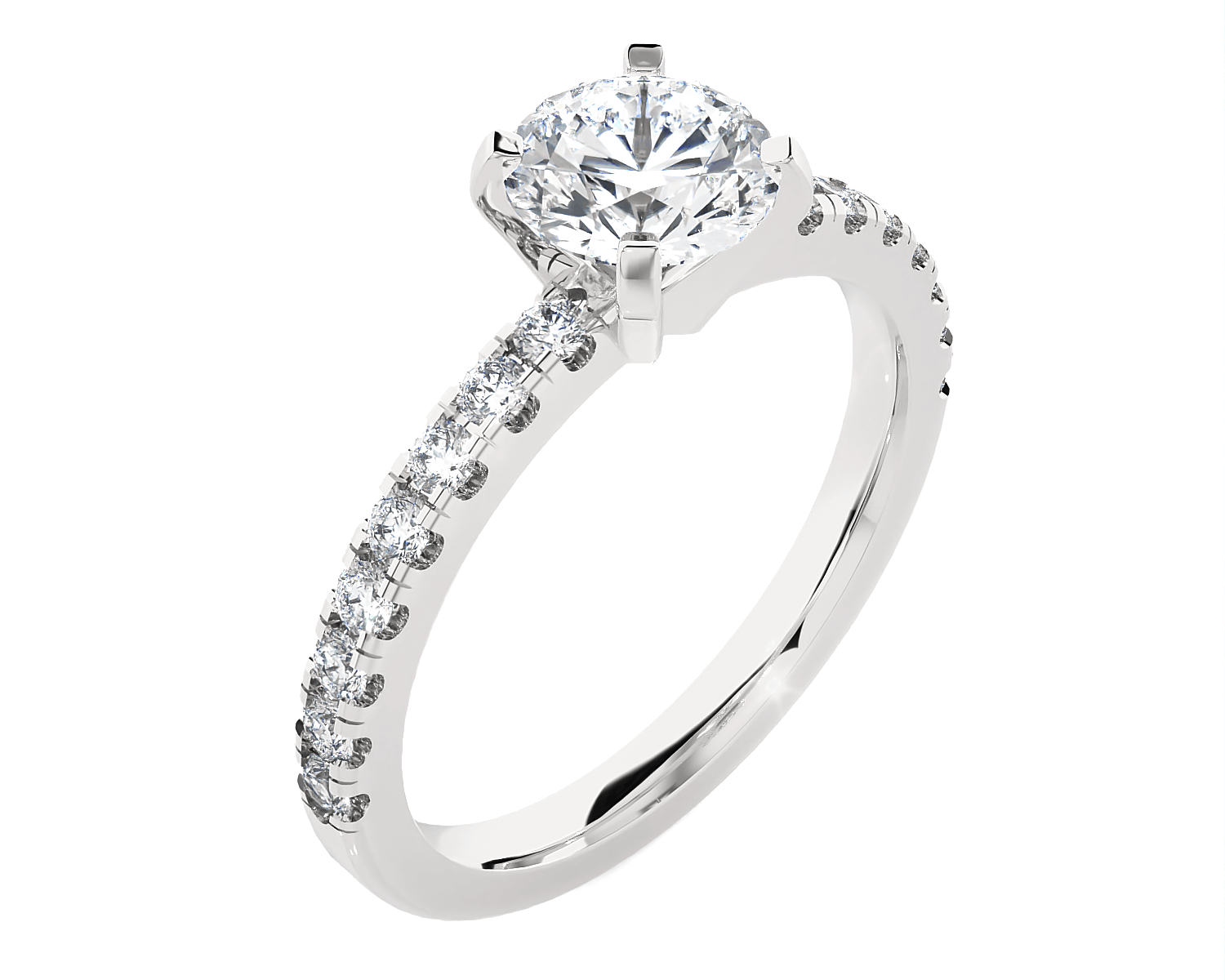 Round Lab Grown Diamond Side Stone Engagement Ring