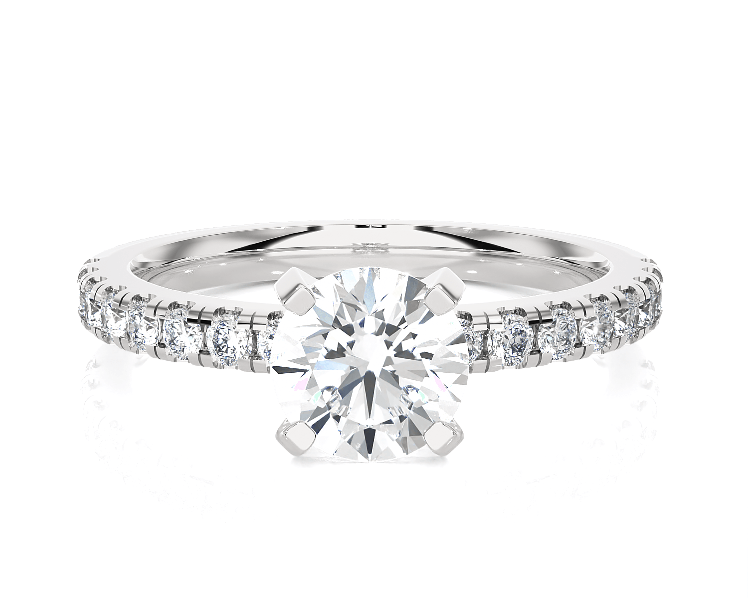 Round Lab Grown Diamond Side Stone Engagement Ring