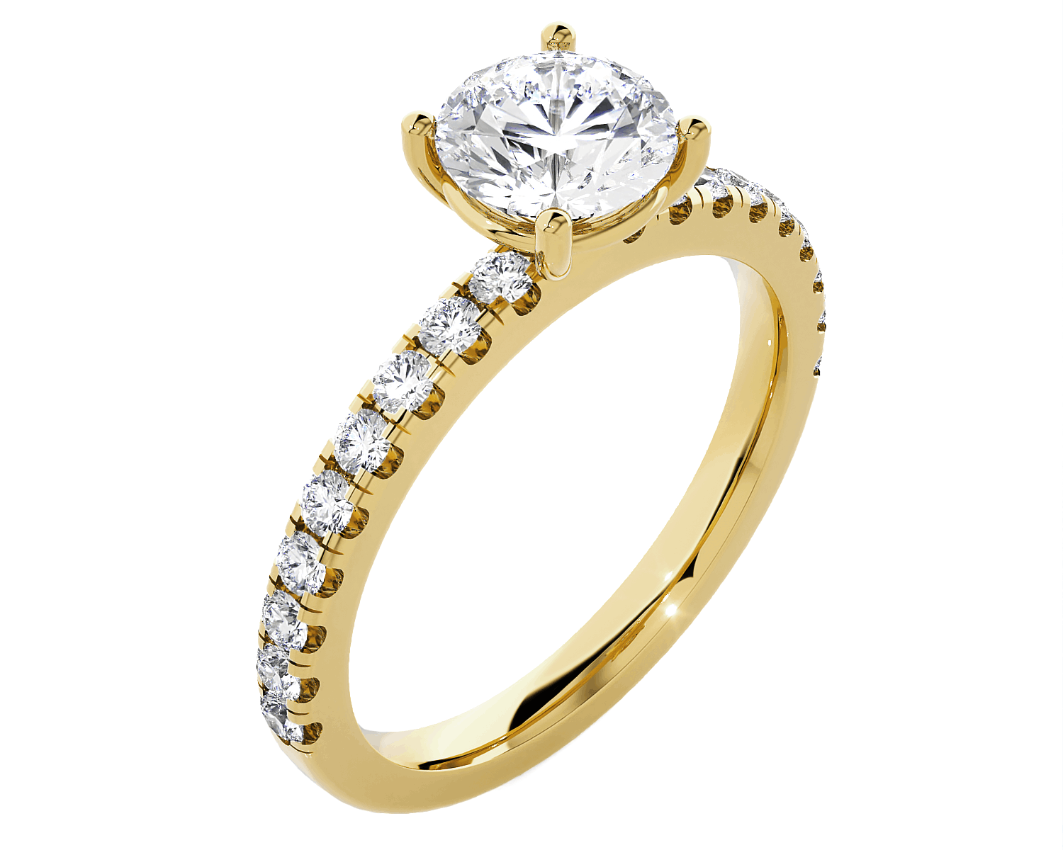 Round Lab Grown Diamond Side Stone Engagement Ring