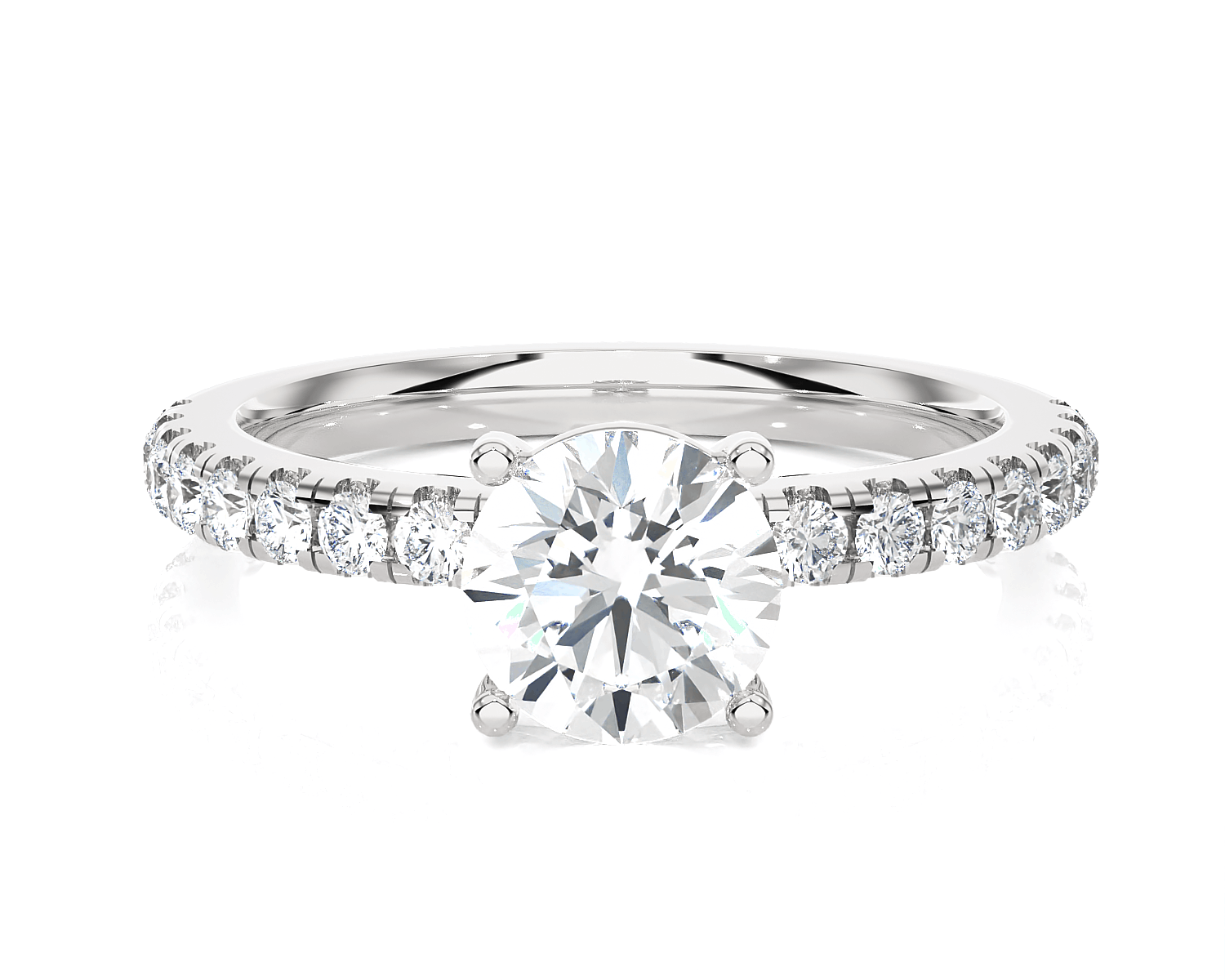 Round Lab Grown Diamond Side Stone Engagement Ring