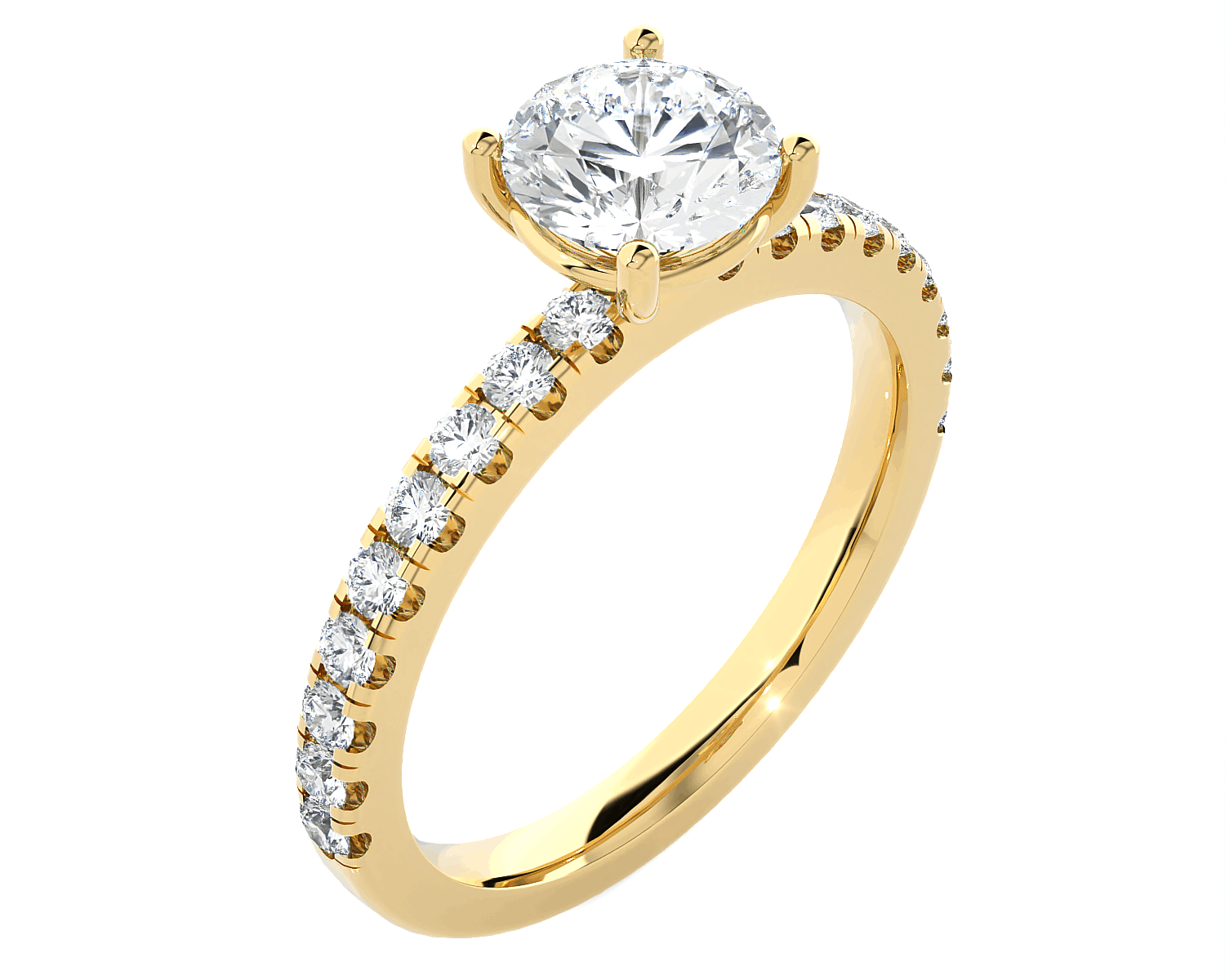 Round Lab Grown Diamond Side Stone Engagement Ring
