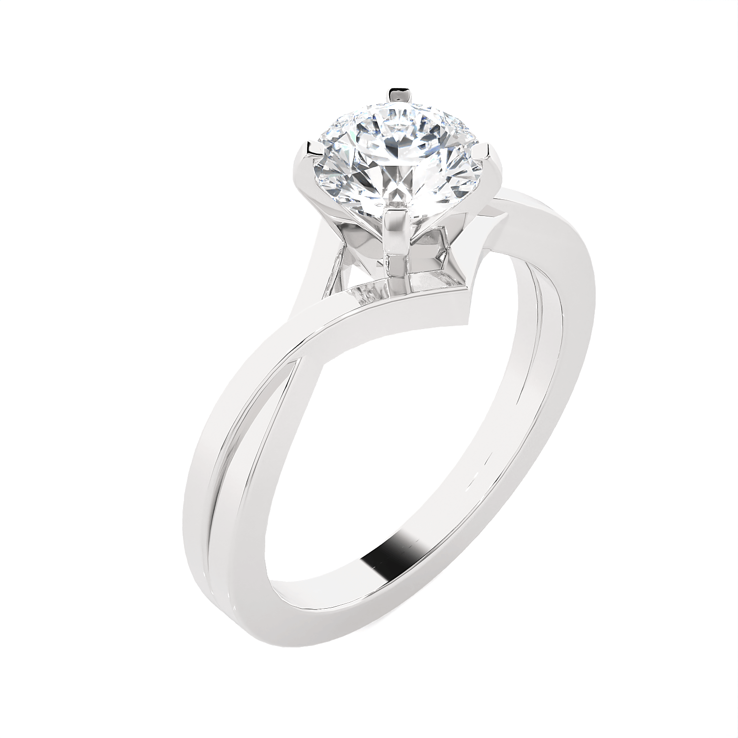 Round Lab Grown Diamond Solitaire Engagement Ring