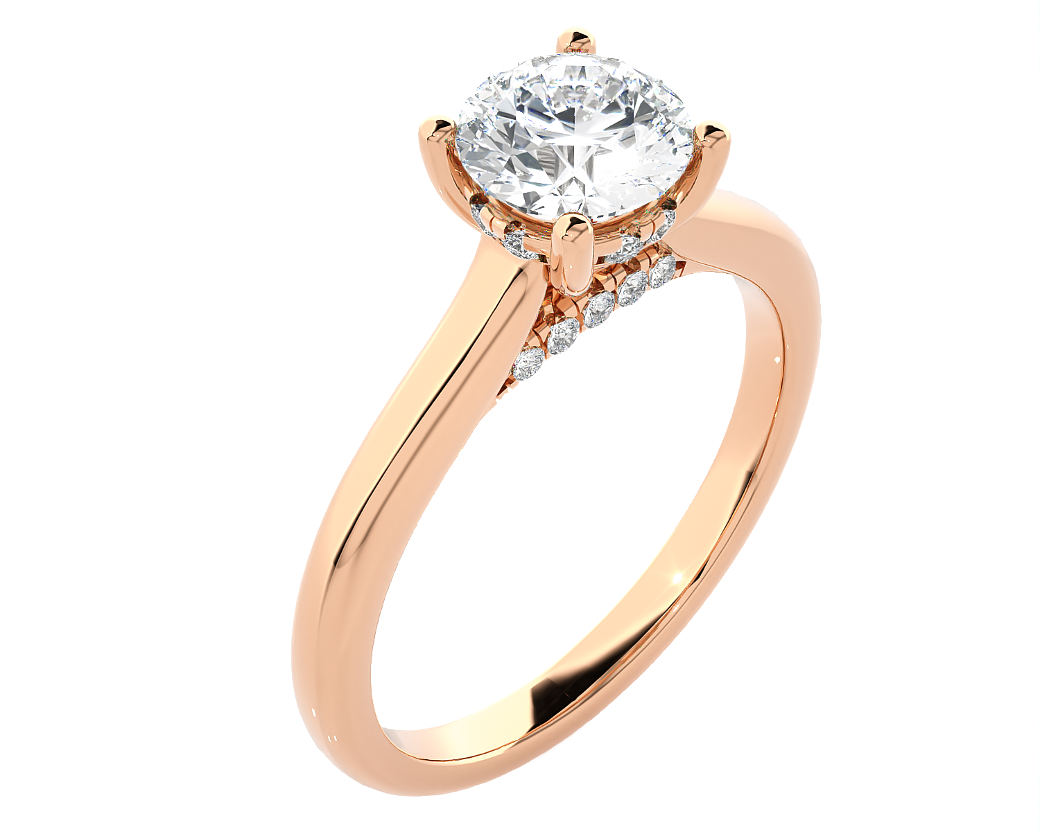 Round Lab Grown Diamond Halo Engagement Ring