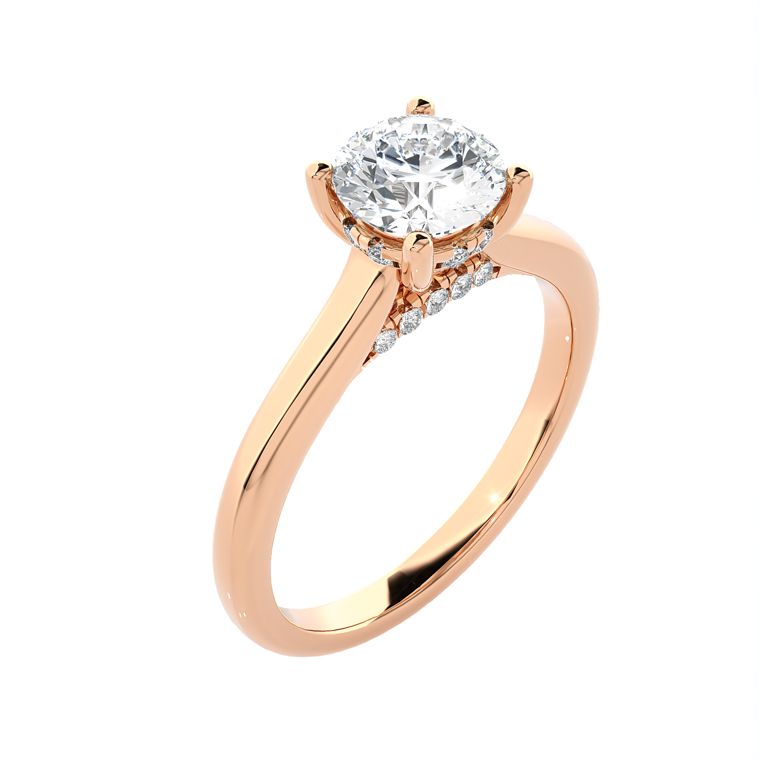 Round Lab Grown Diamond Halo Engagement Ring