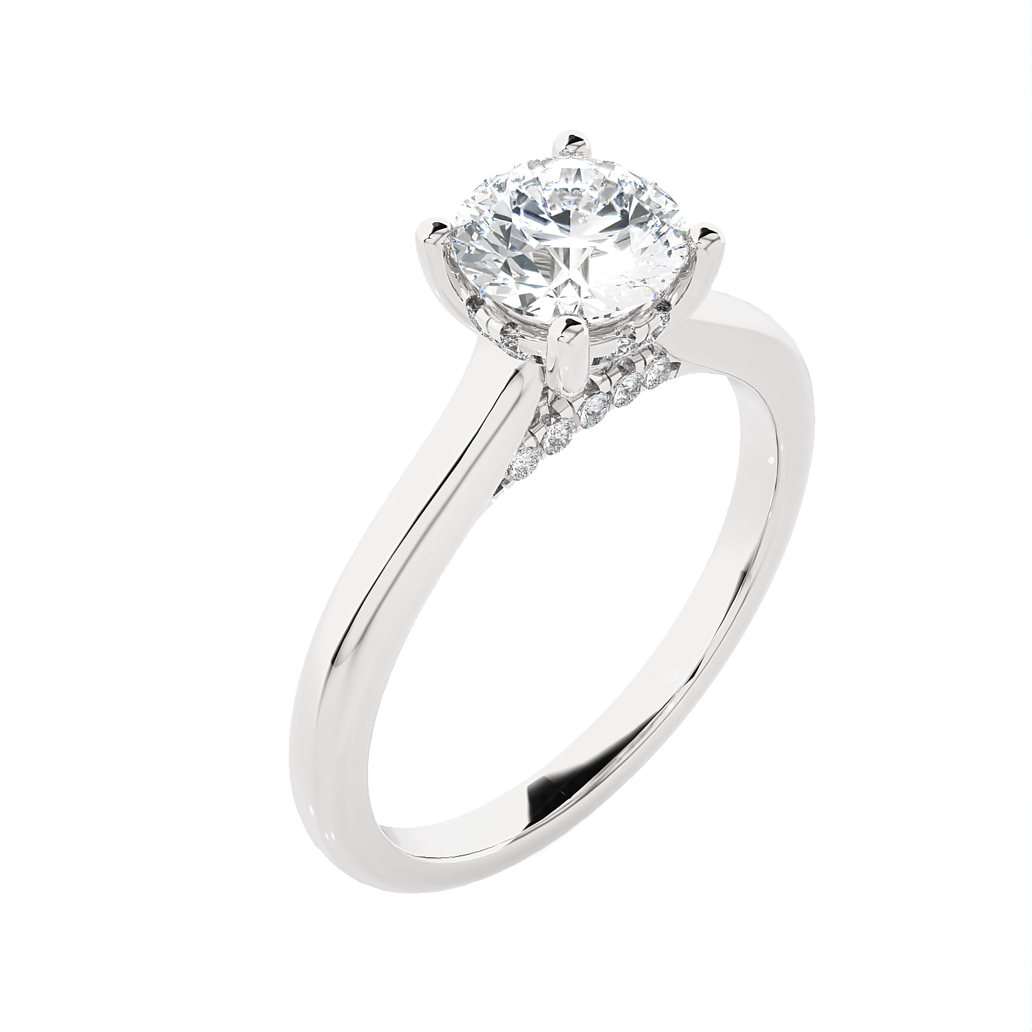 Round Lab Grown Diamond Halo Engagement Ring