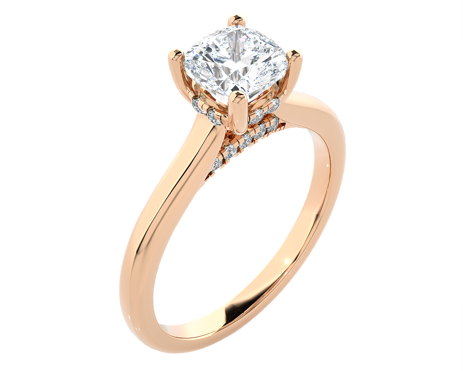 Cushion-Cut Lab Grown Diamond Halo Engagement Ring