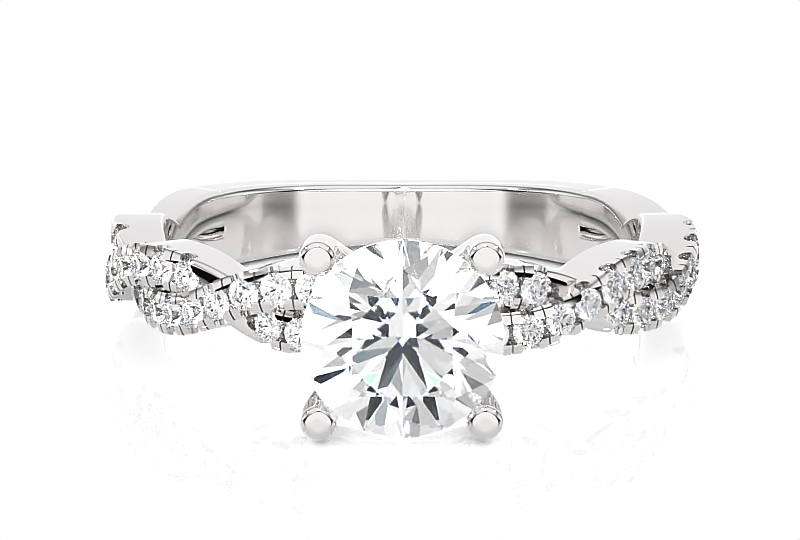 Round Lab Grown Diamond Side Stone Engagement Ring
