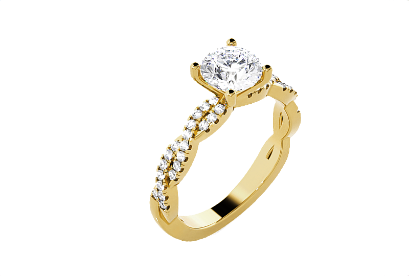 Round Lab Grown Diamond Side Stone Engagement Ring