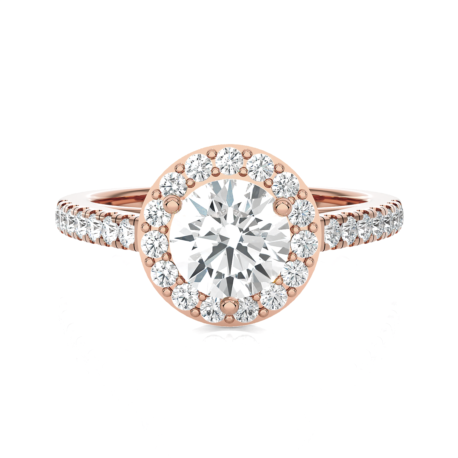 Round Lab Grown Diamond Halo Engagement Ring