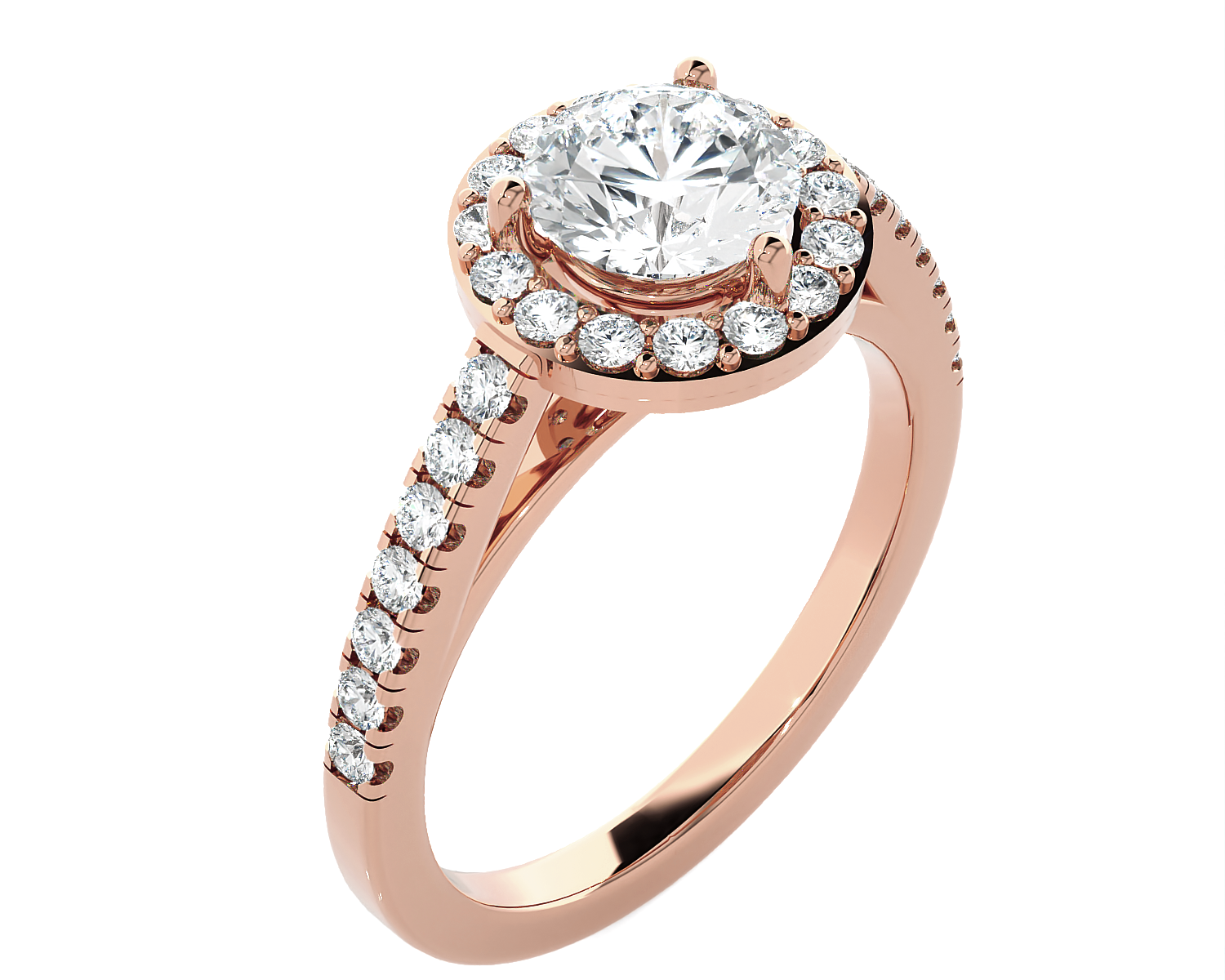 Round Lab Grown Diamond Halo Engagement Ring