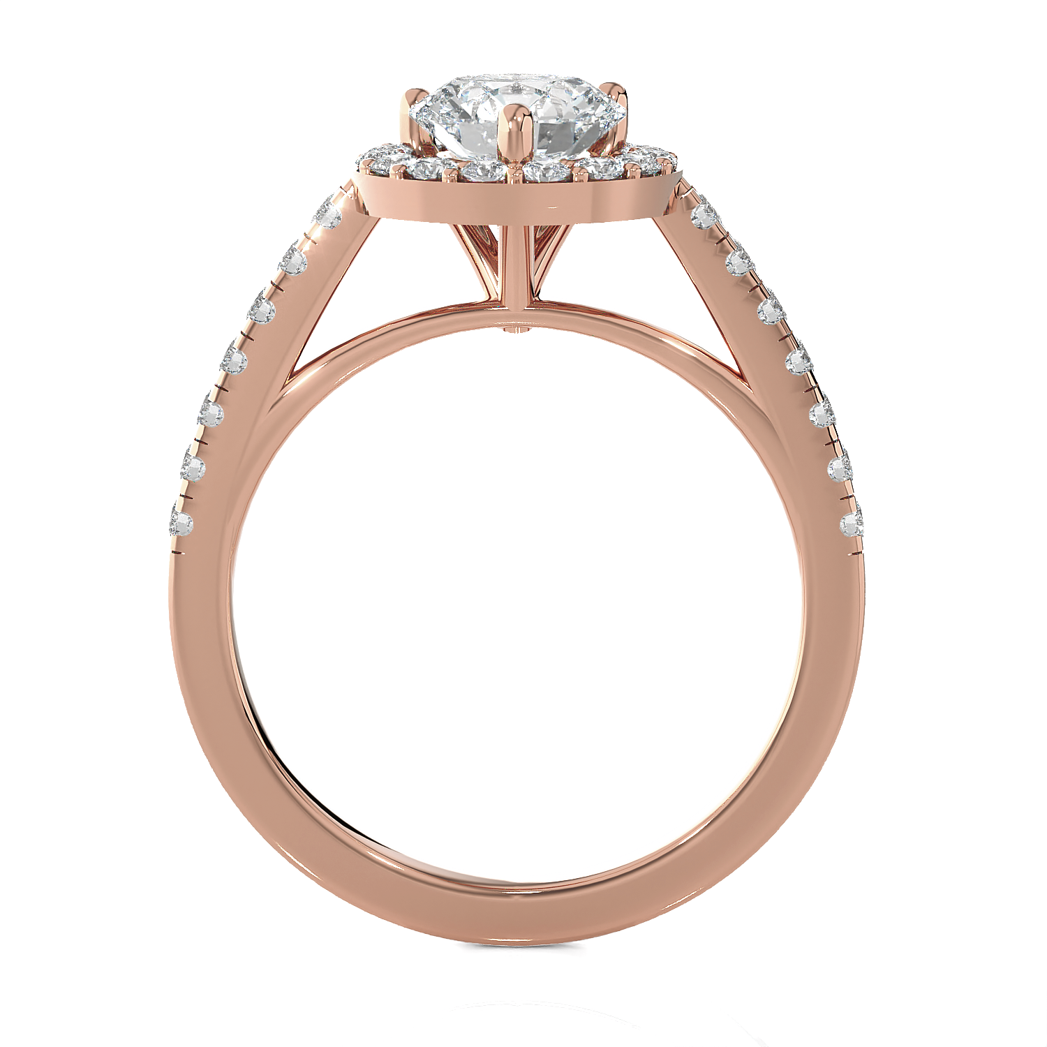 Round Lab Grown Diamond Halo Engagement Ring