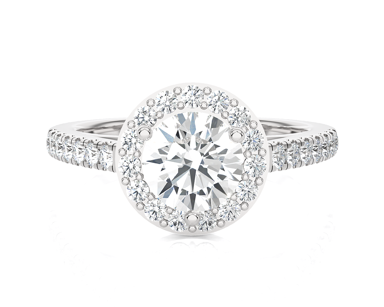 Round Lab Grown Diamond Halo Engagement Ring