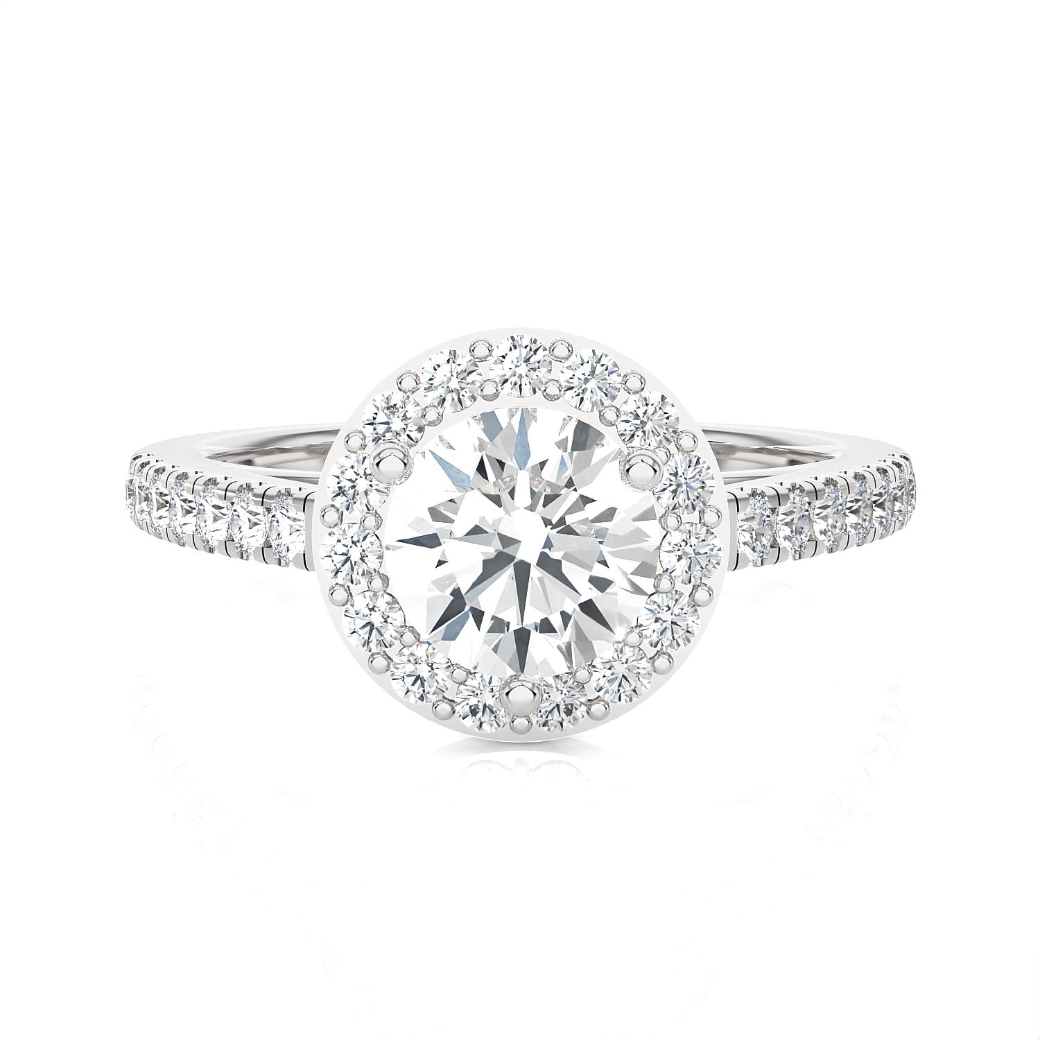 Round Lab Grown Diamond Halo Engagement Ring