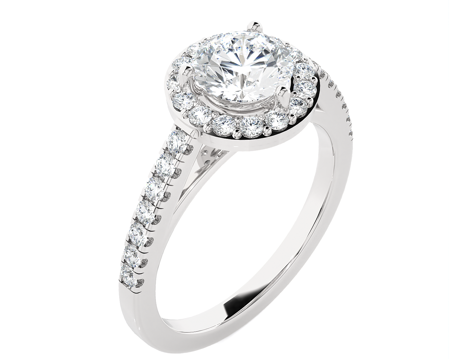 Round Lab Grown Diamond Halo Engagement Ring
