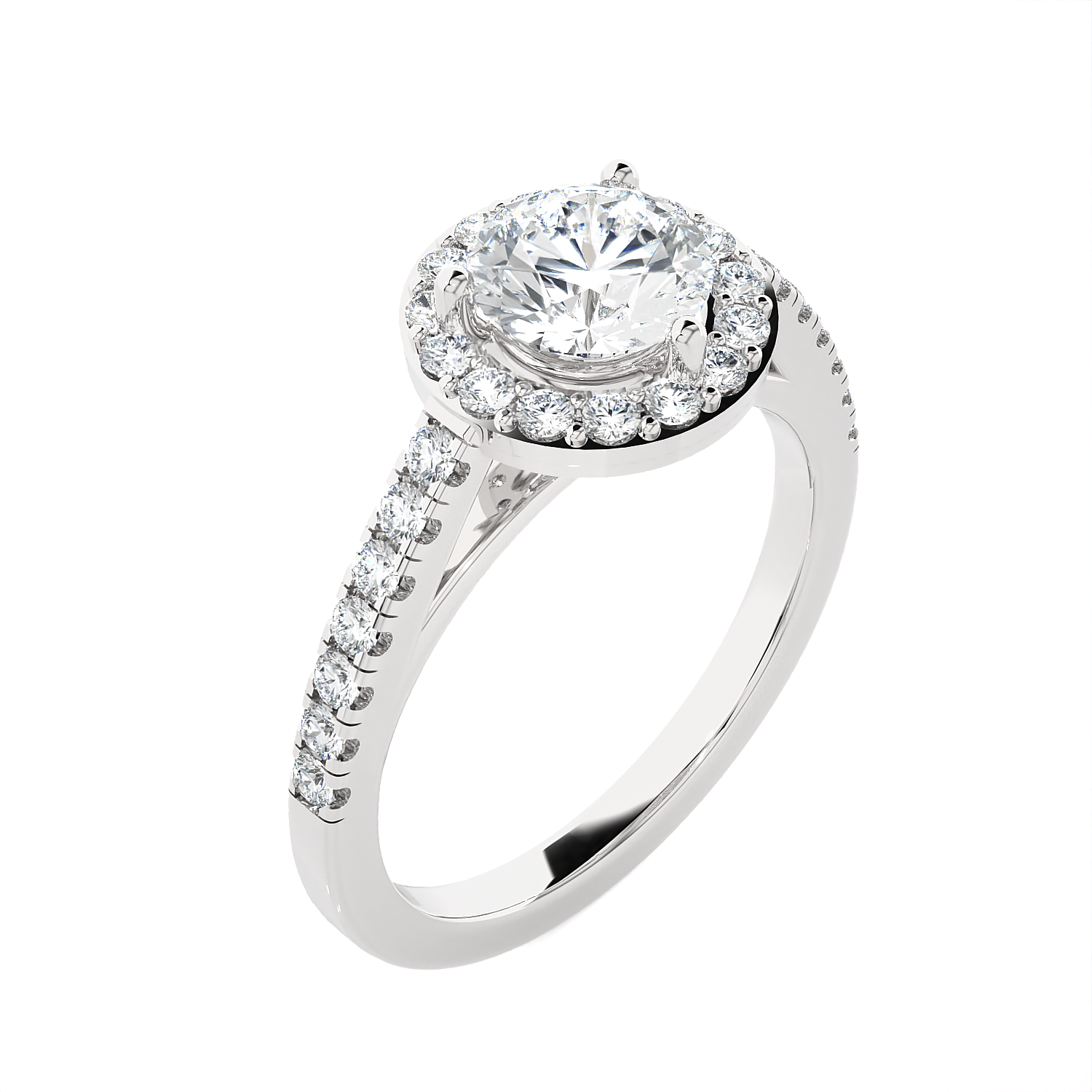 Round Lab Grown Diamond Halo Engagement Ring