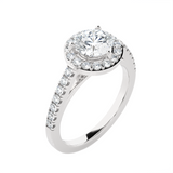 Round Lab Grown Diamond Halo Engagement Ring