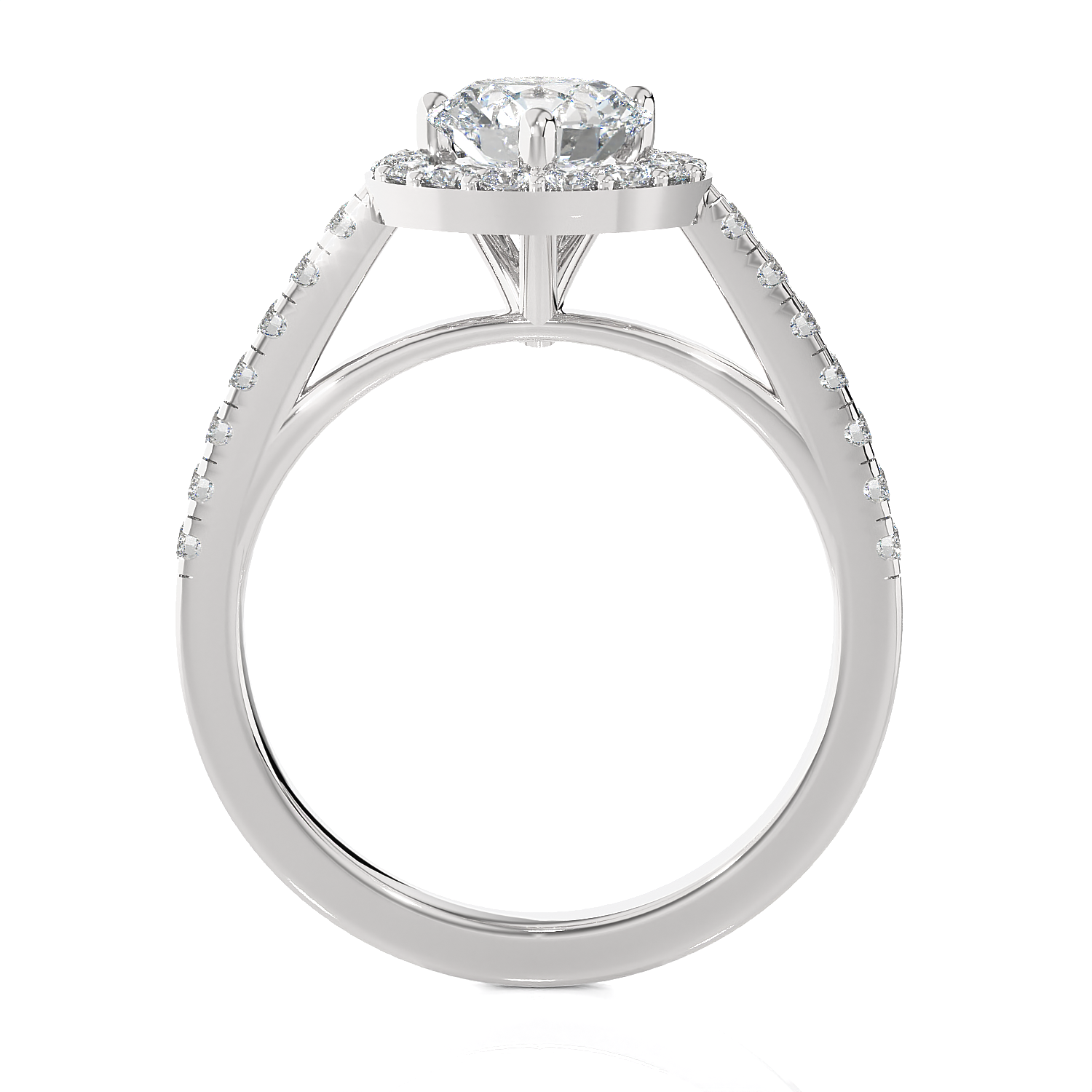 Round Lab Grown Diamond Halo Engagement Ring