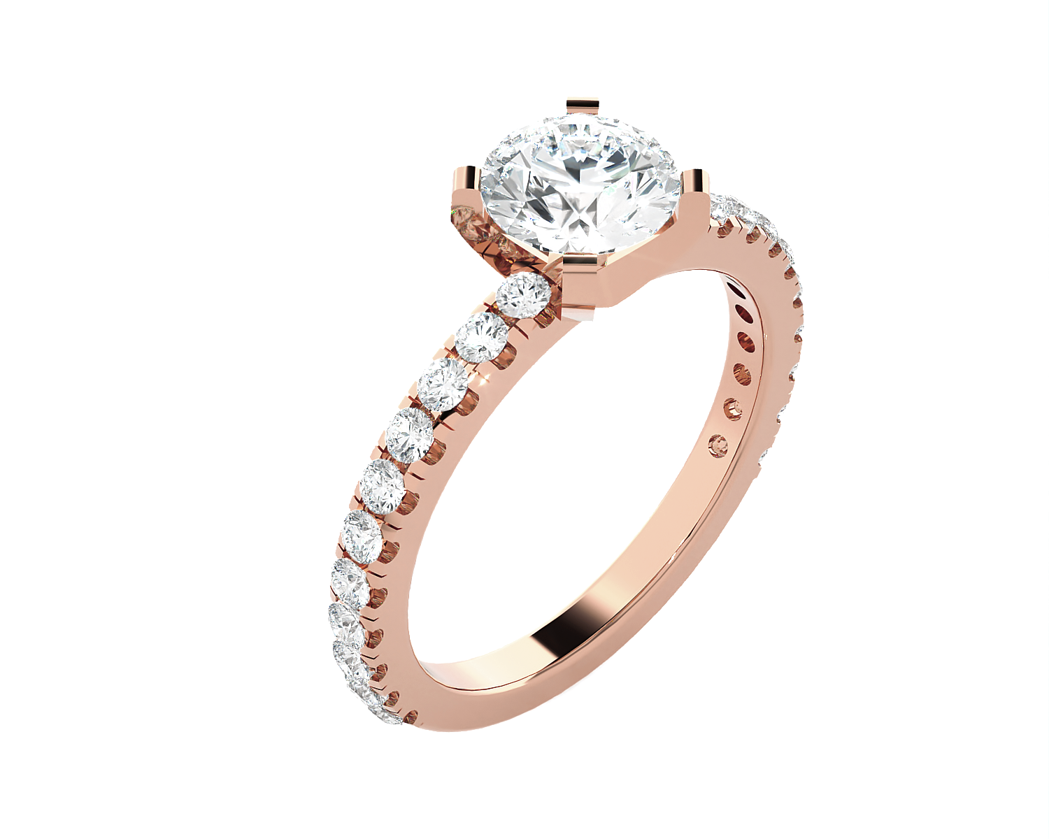 Round Lab Grown Diamond Side Stone Engagement Ring