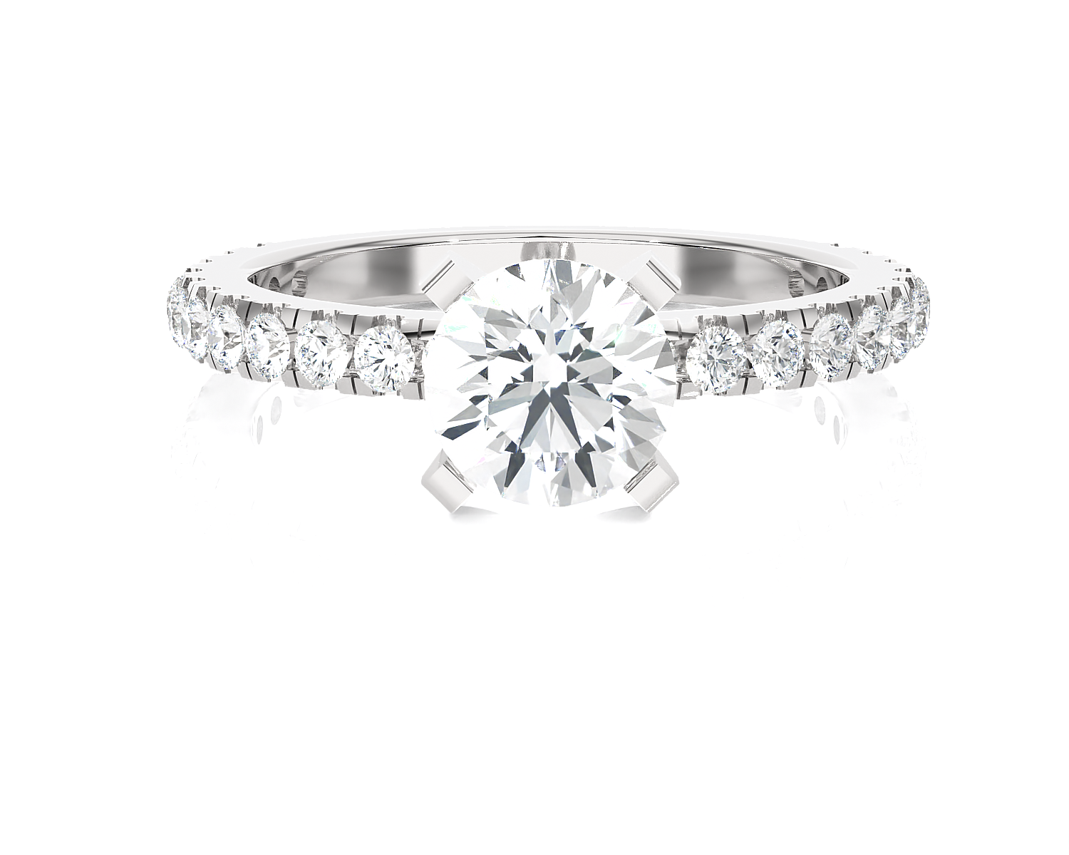 Round Lab Grown Diamond Side Stone Engagement Ring