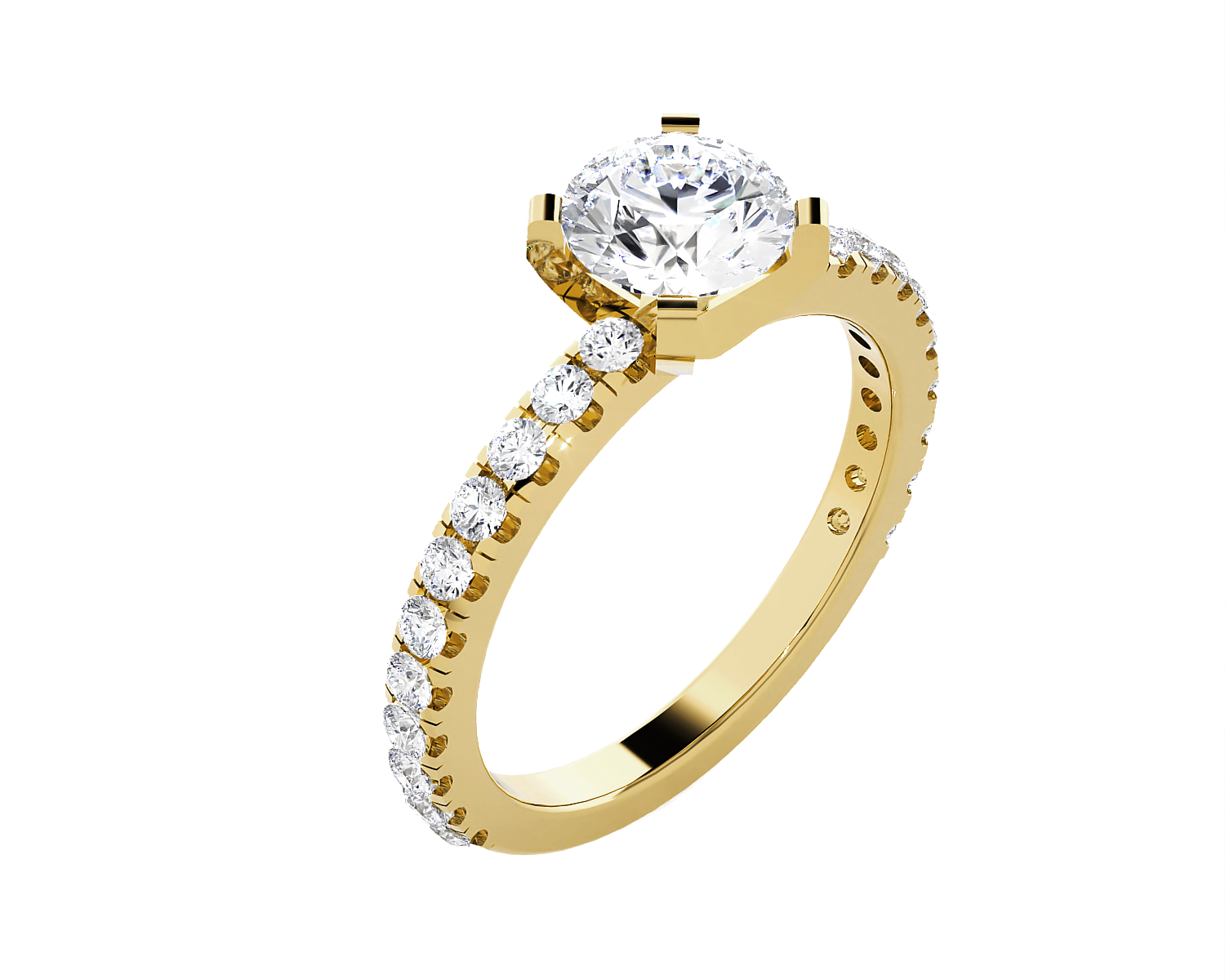 Round Lab Grown Diamond Side Stone Engagement Ring
