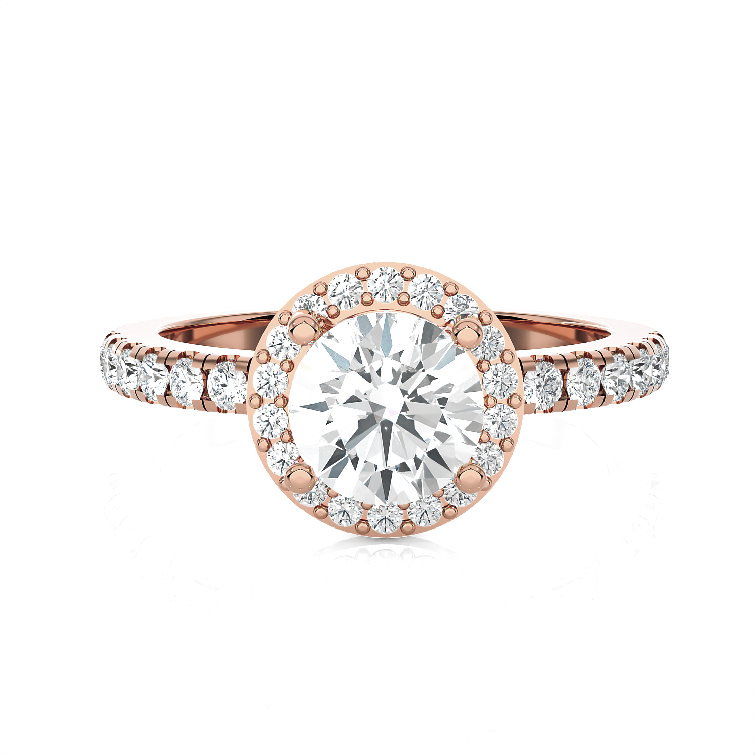 Round Lab Grown Diamond Halo Engagement Ring