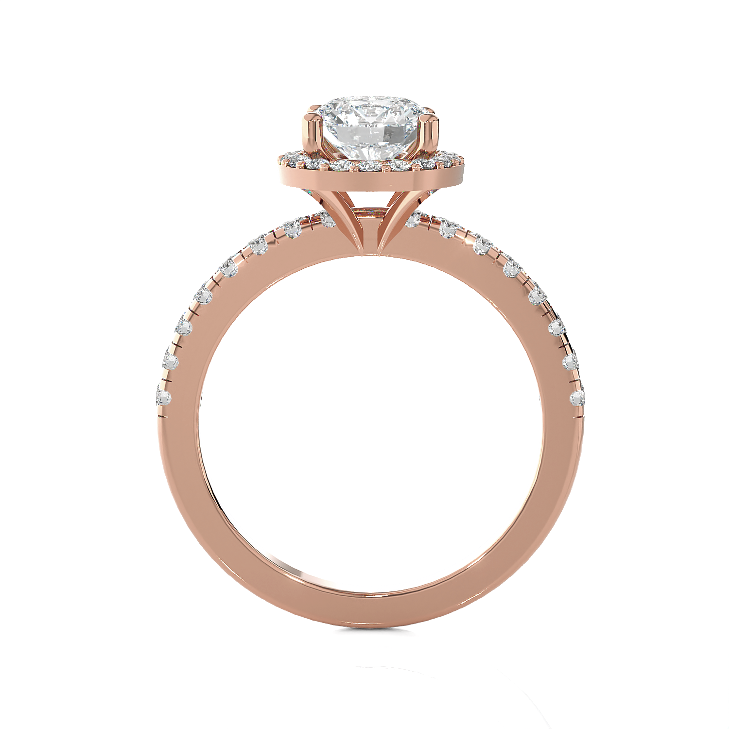 Round Lab Grown Diamond Halo Engagement Ring