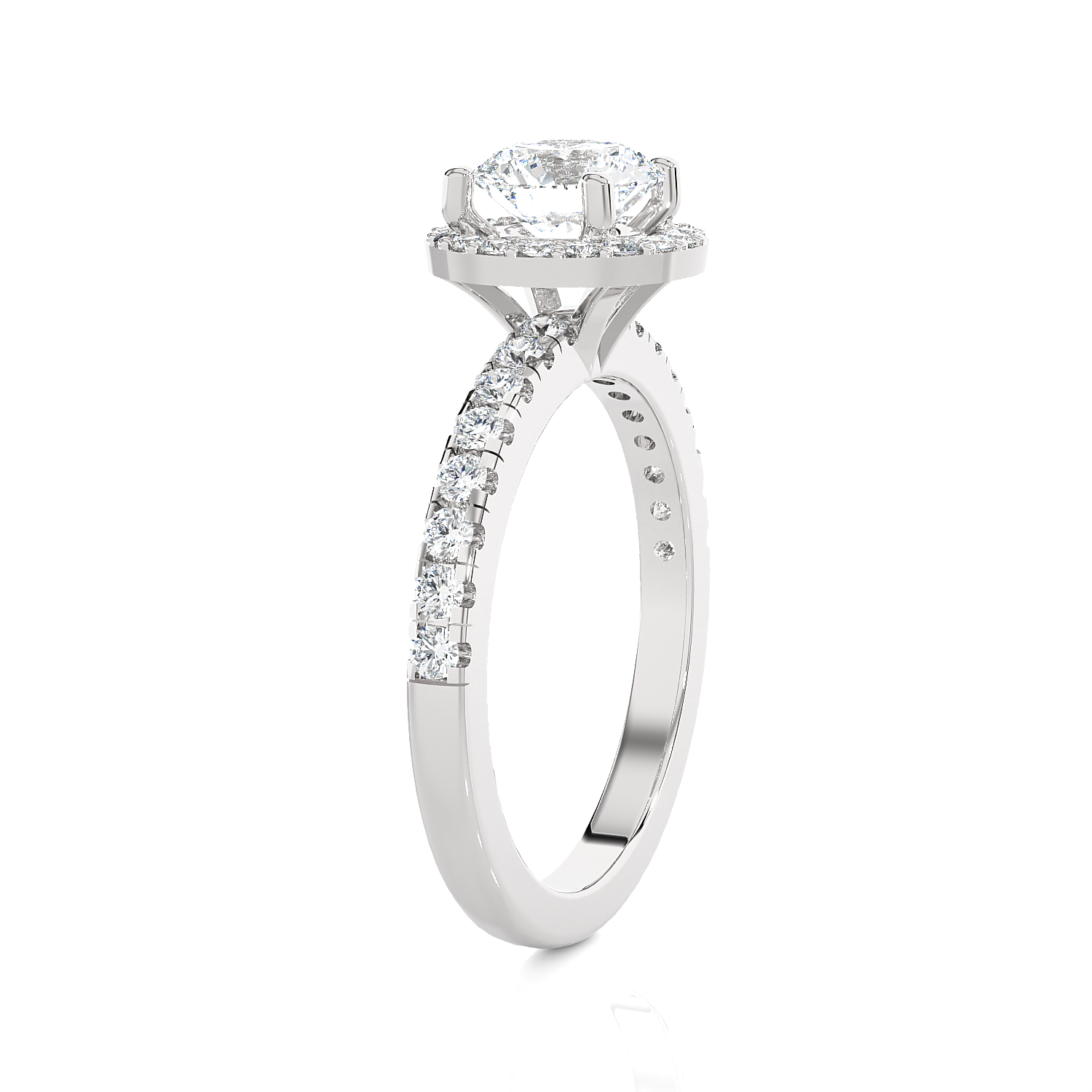 Round Lab Grown Diamond Halo Engagement Ring