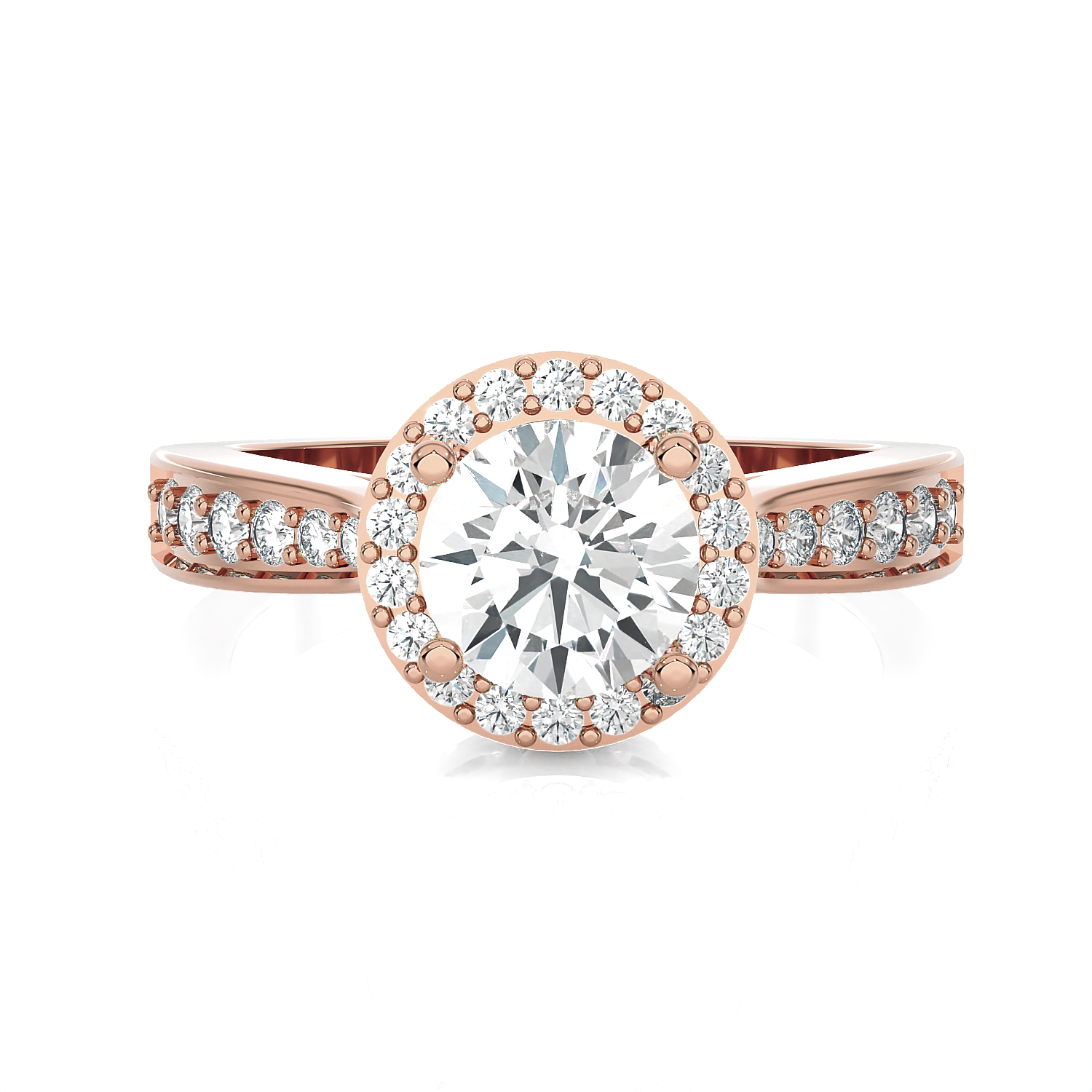 Round Lab Grown Diamond Halo Engagement Ring