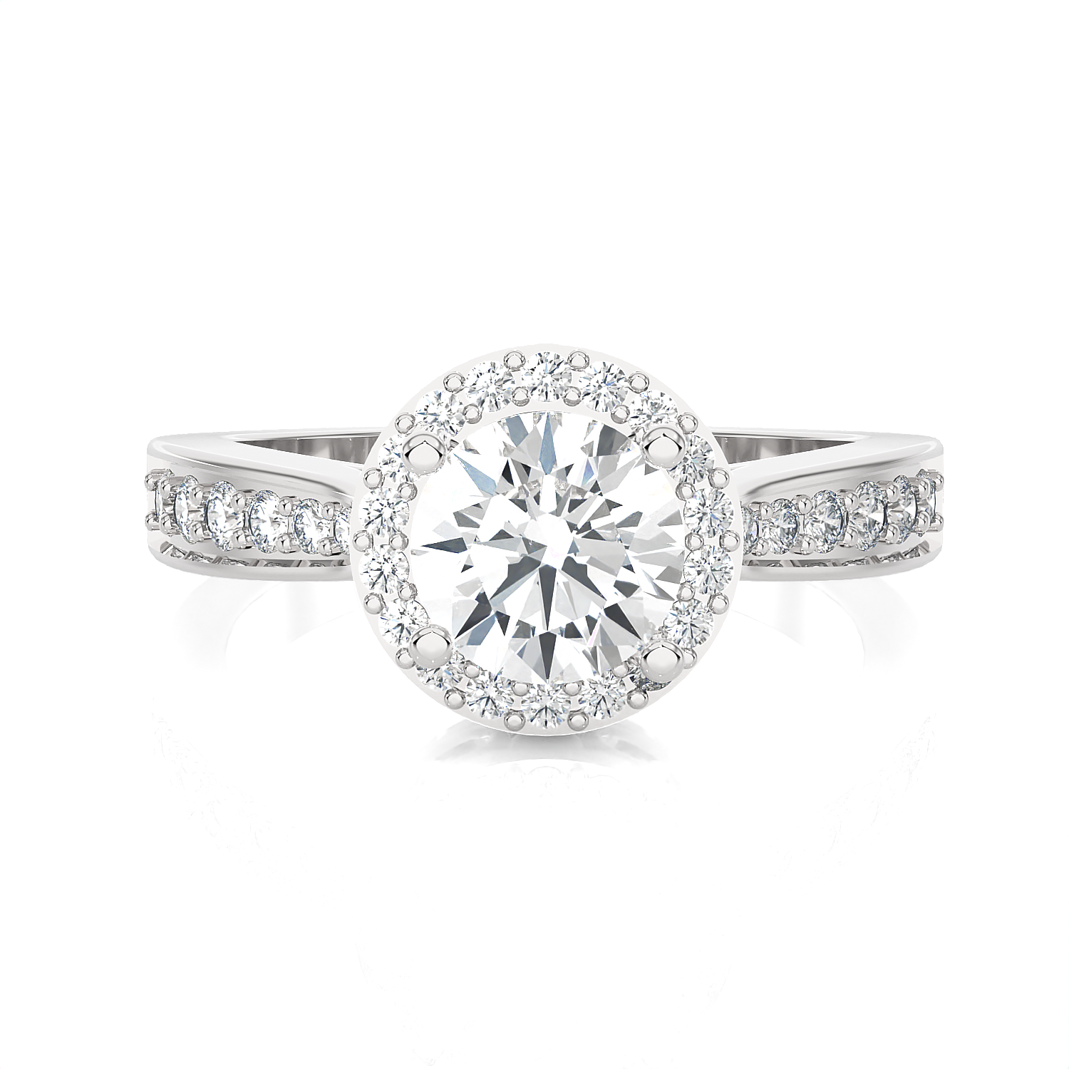 Round Lab Grown Diamond Halo Engagement Ring