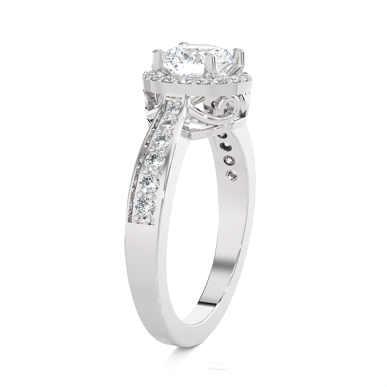 Round Lab Grown Diamond Halo Engagement Ring