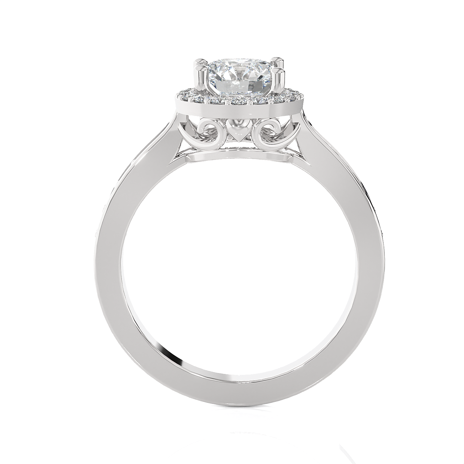 Round Lab Grown Diamond Halo Engagement Ring