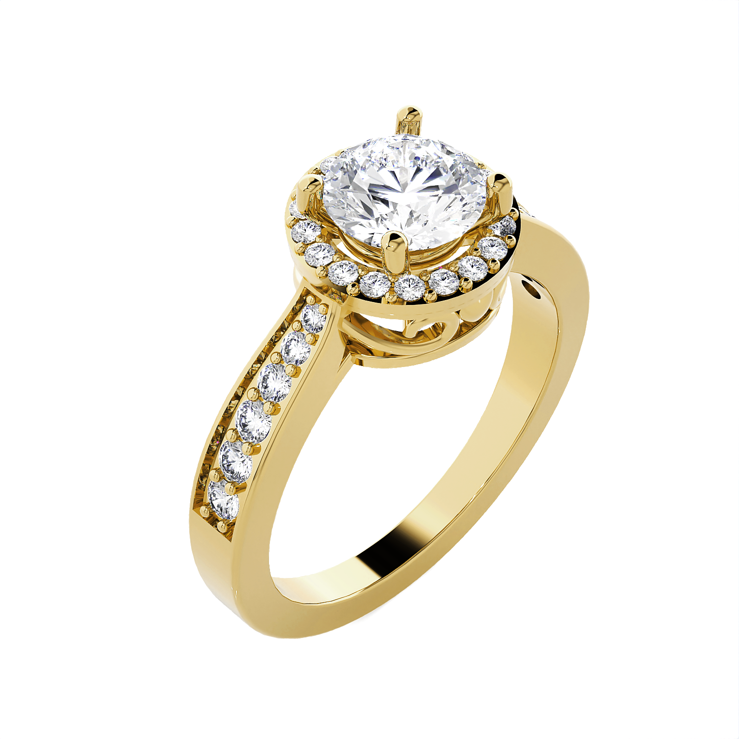 Round Lab Grown Diamond Halo Engagement Ring