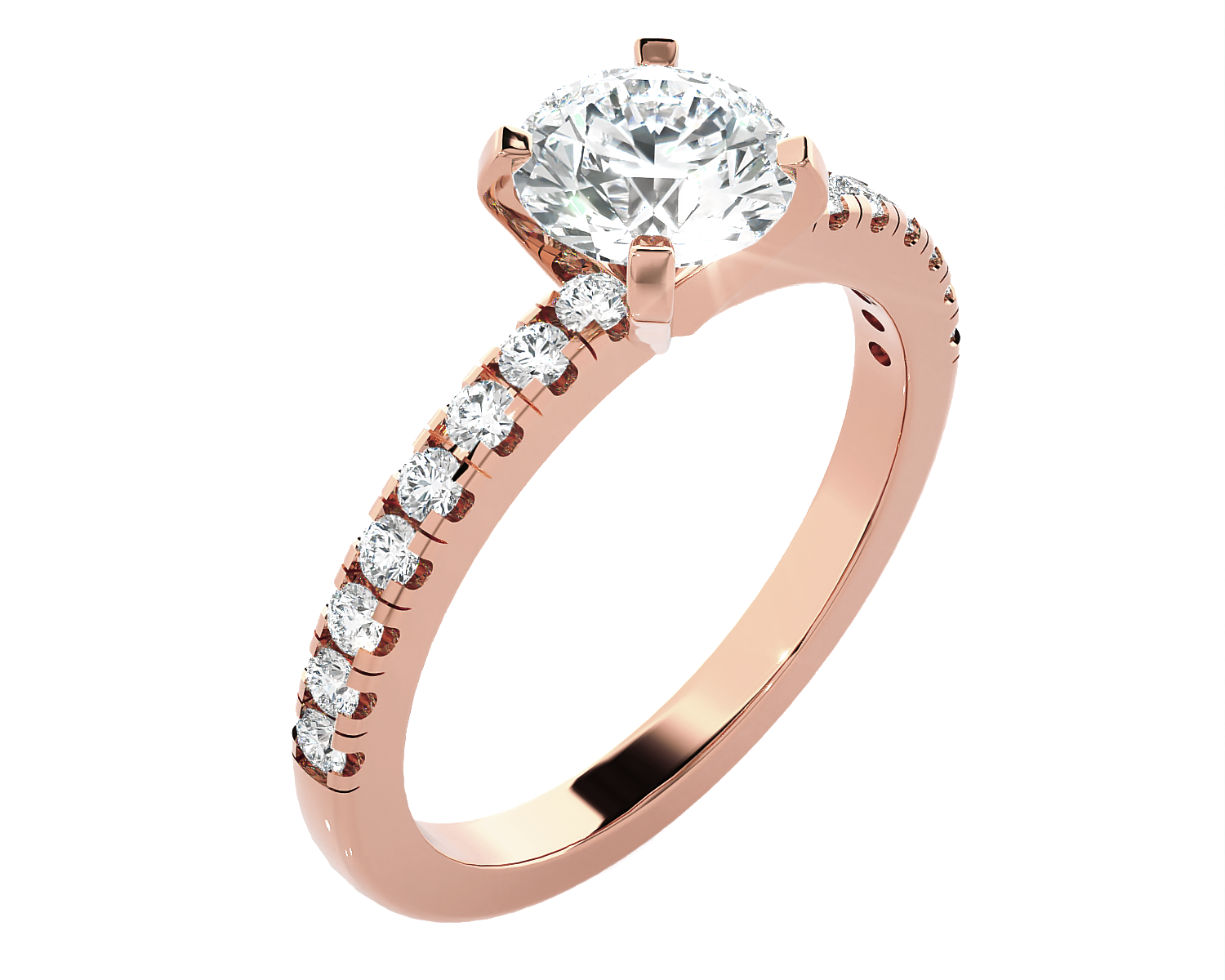Round Lab Grown Diamond Side Stone Engagement Ring