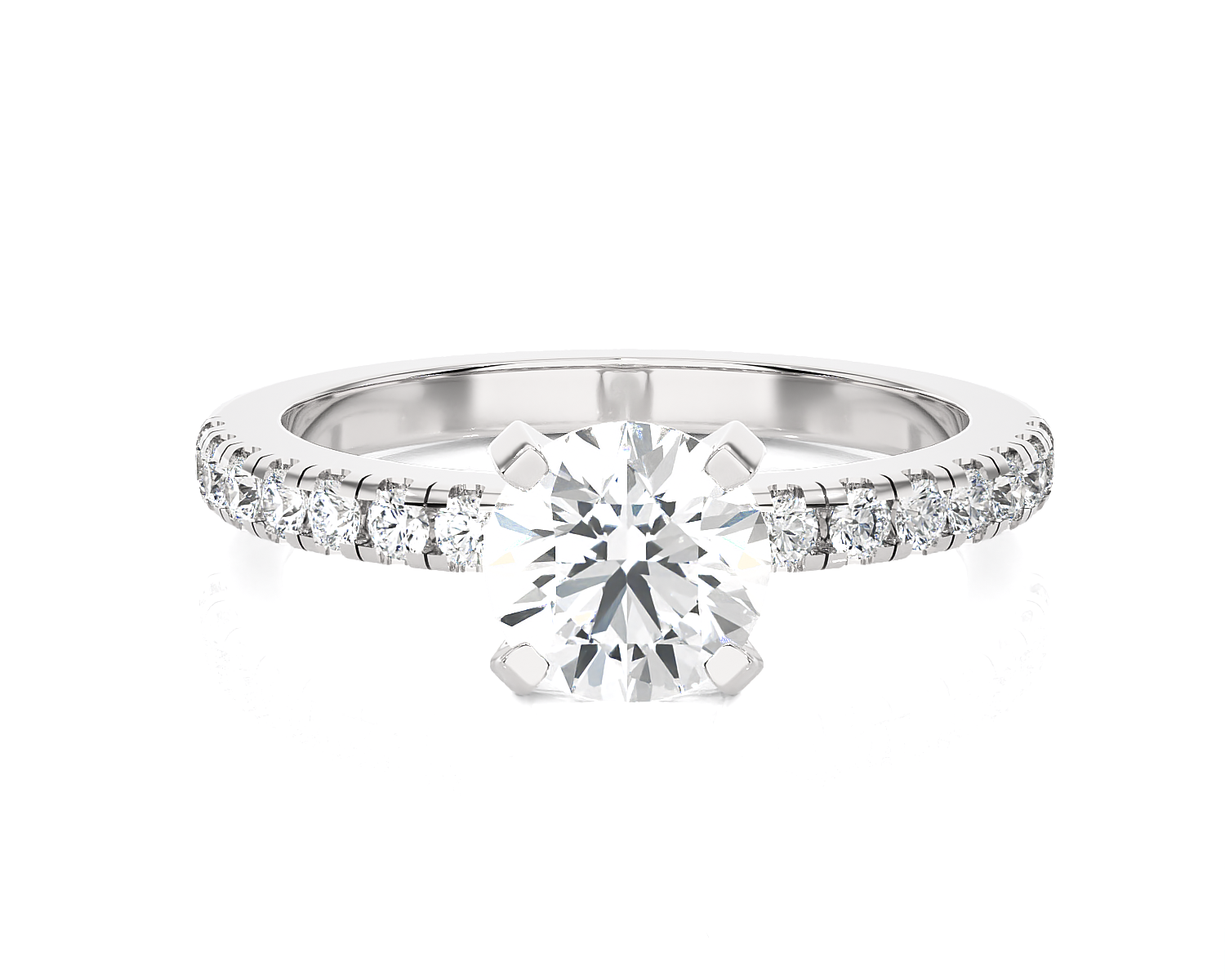 Round Lab Grown Diamond Side Stone Engagement Ring