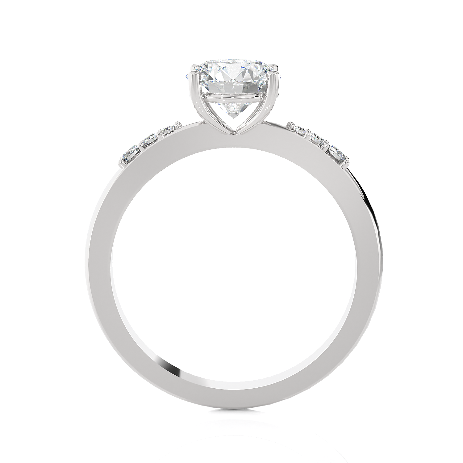 Round Lab Grown Diamond Side Stone Engagement Ring