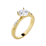 Round Lab Grown Diamond Side Stone Engagement Ring