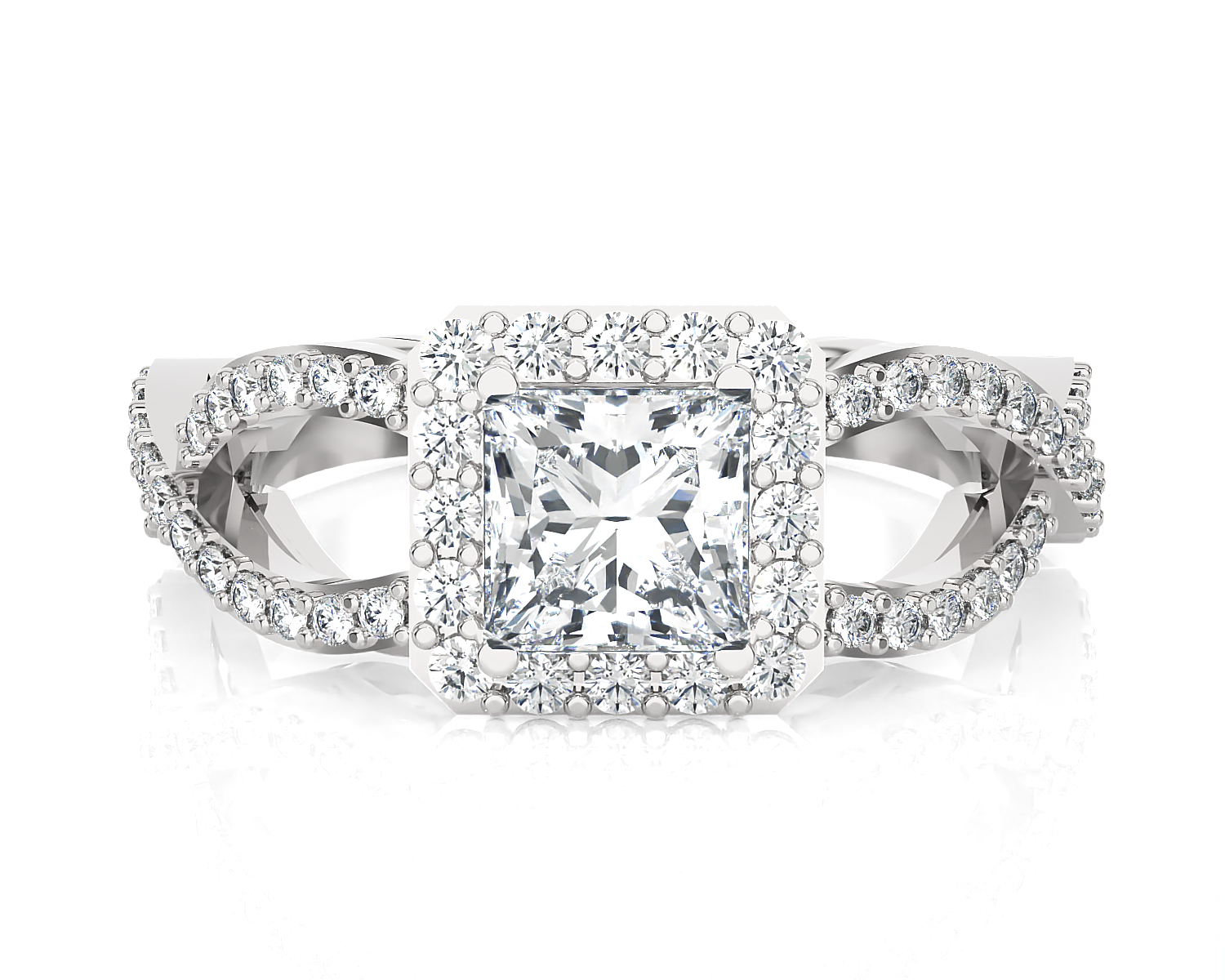 Princess-Cut Lab Grown Diamond Side Stone Engagement Ring