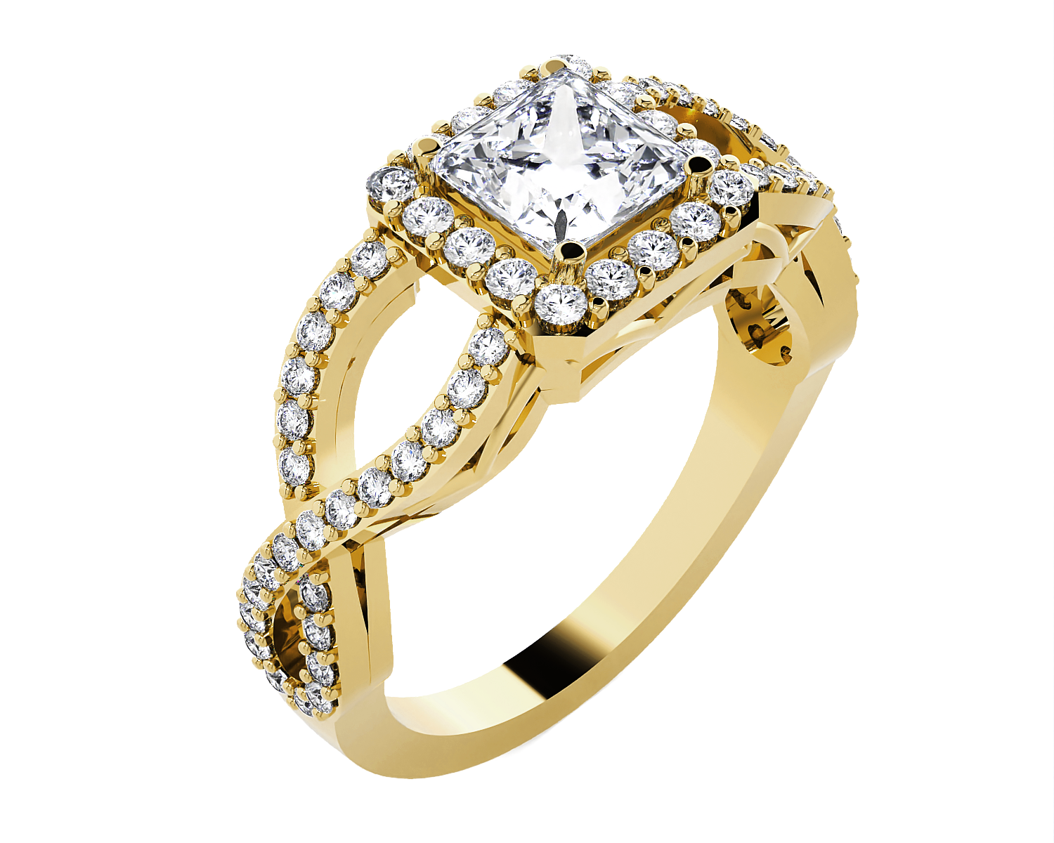Princess-Cut Lab Grown Diamond Side Stone Engagement Ring
