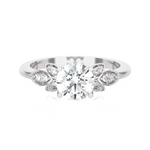 Round Lab Grown Diamond Side Stone Engagement Ring