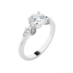 Round Lab Grown Diamond Side Stone Engagement Ring