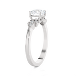 Round Lab Grown Diamond Side Stone Engagement Ring