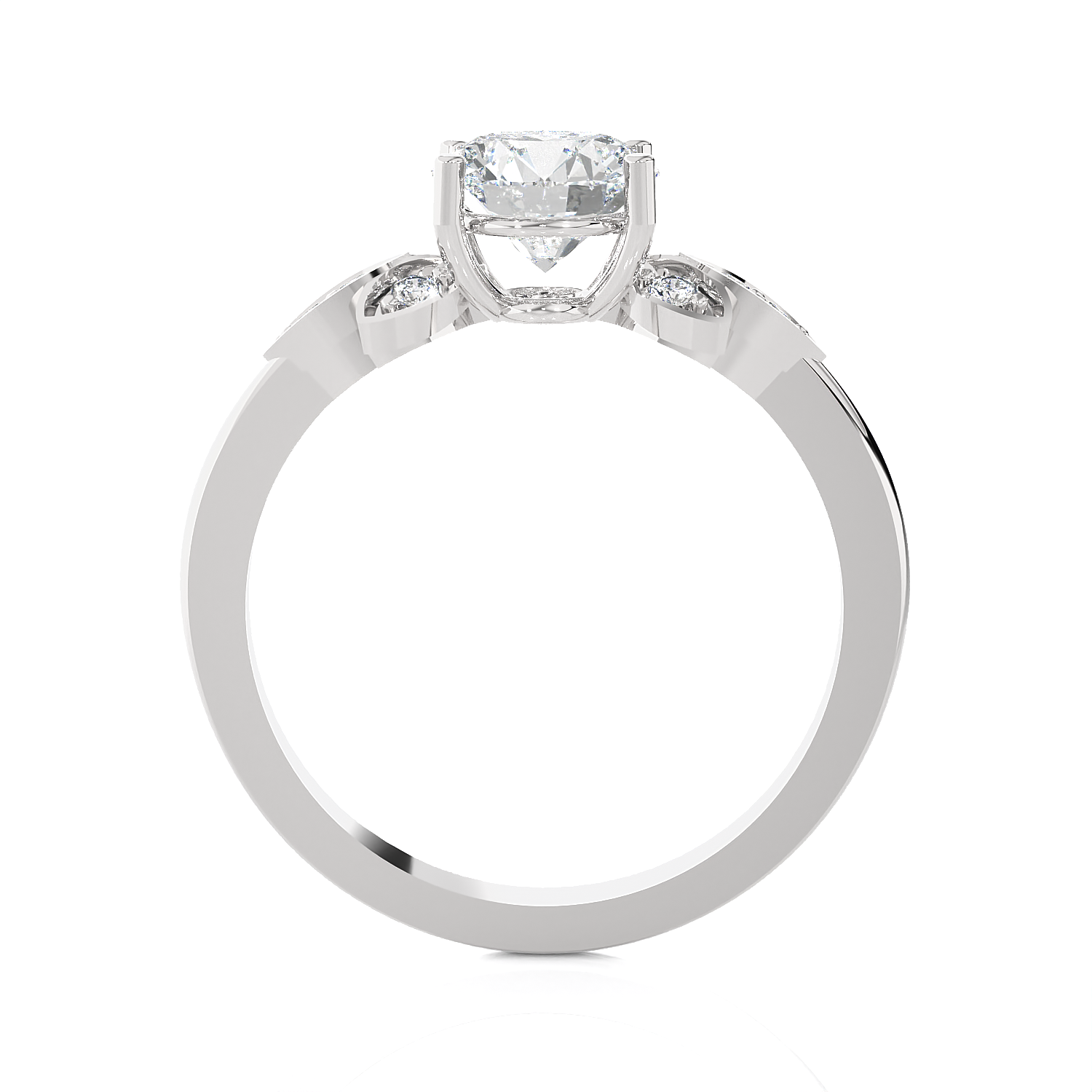 Round Lab Grown Diamond Side Stone Engagement Ring