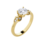 Round Lab Grown Diamond Side Stone Engagement Ring