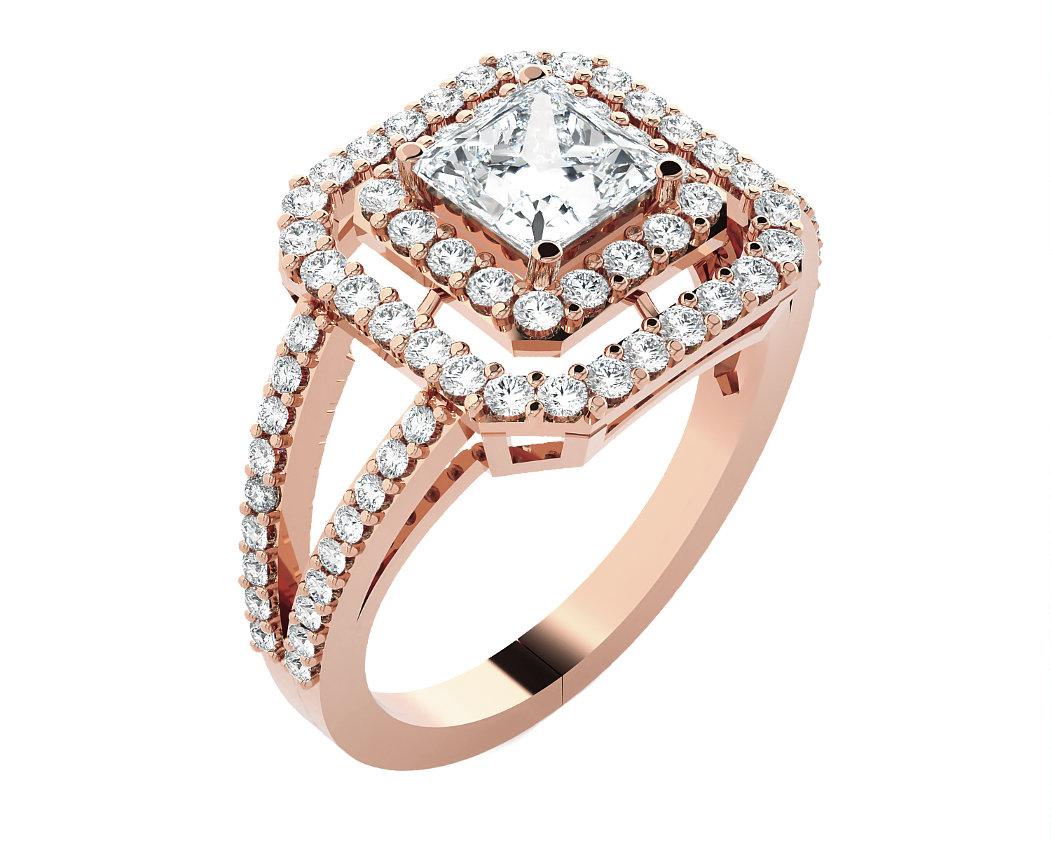 Princess-Cut Lab Grown Diamond Halo Engagement Ring