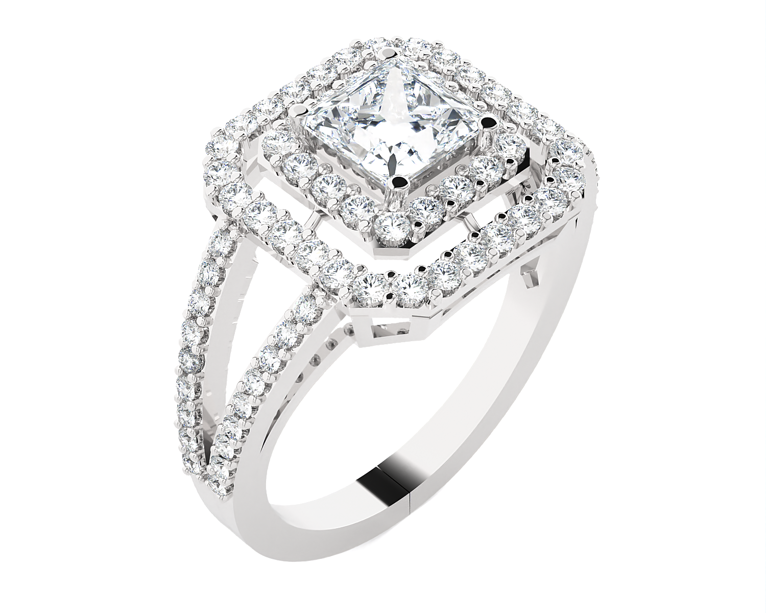 Princess-Cut Lab Grown Diamond Halo Engagement Ring