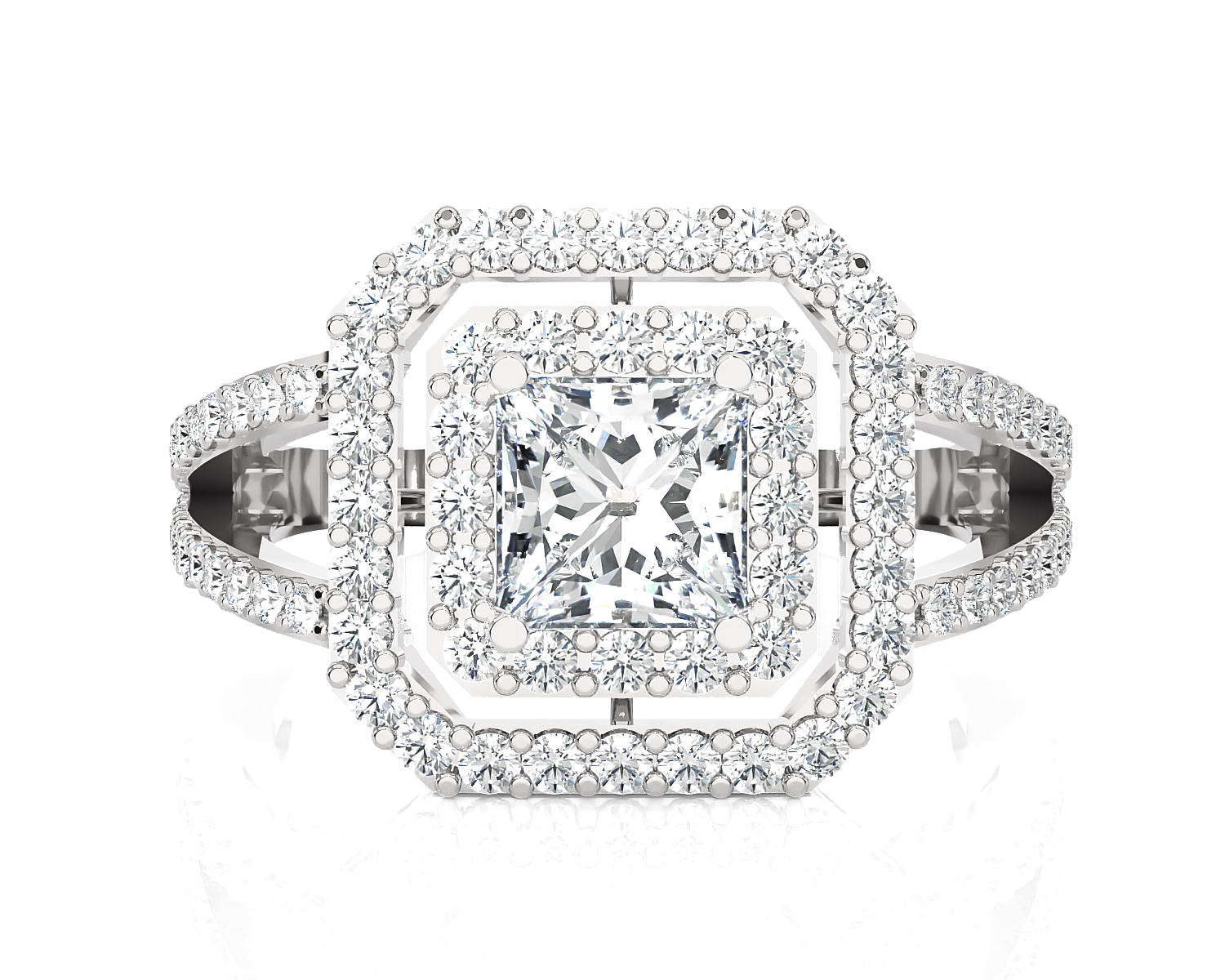 Princess-Cut Lab Grown Diamond Halo Engagement Ring