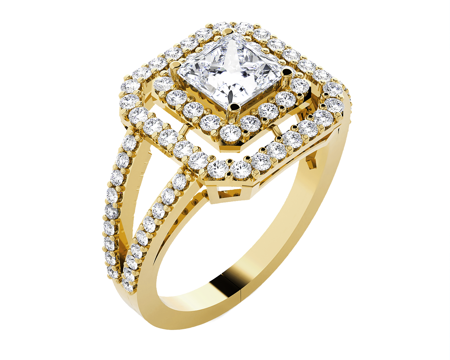 Princess-Cut Lab Grown Diamond Halo Engagement Ring